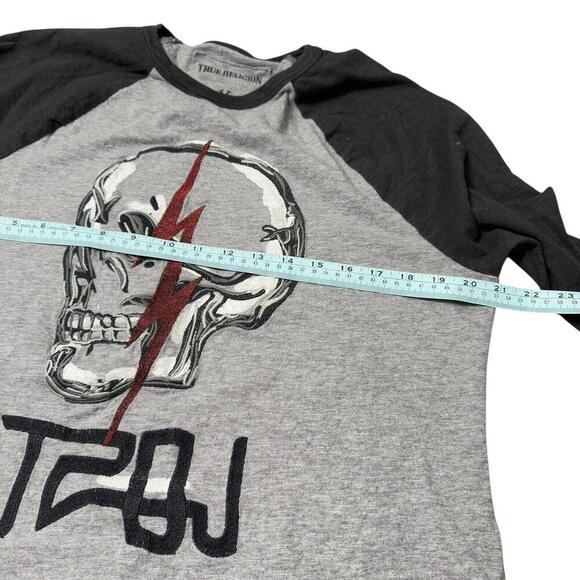 TRUE RELIGION TRBJ Skull Raglan LS MEN T-SHIRT Grey/Black Y2K Grunge Sz M $99 - Picture 13 of 13